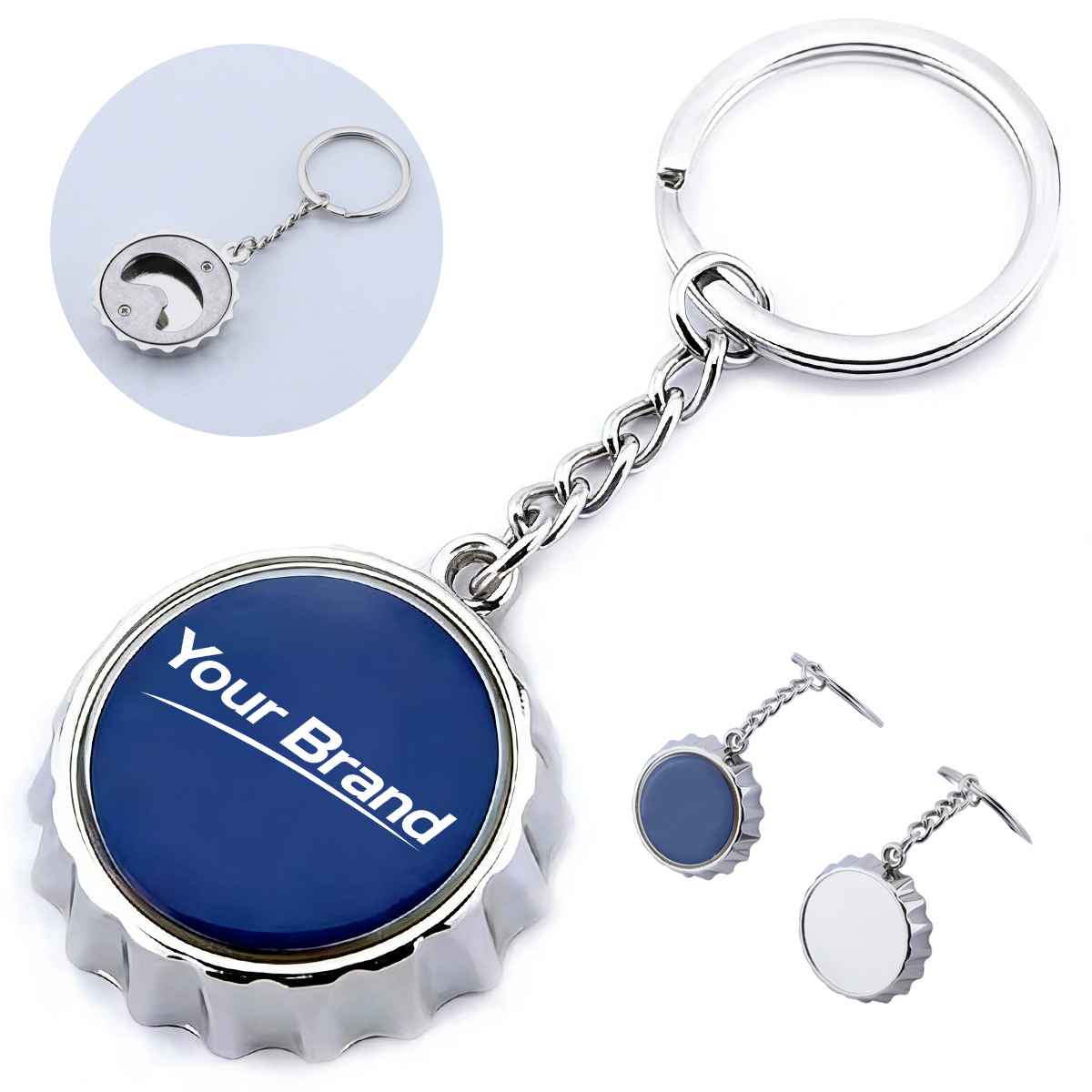 Round Bottle Cap Shaped Beer Opener Keychain