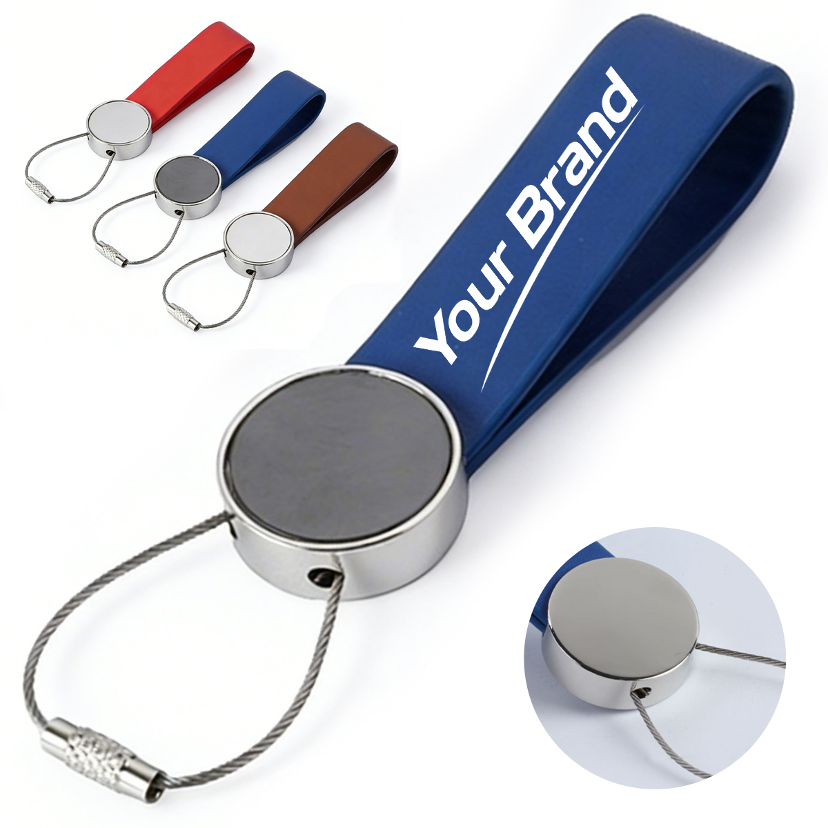 Leather Steel Wire Cord Keychain