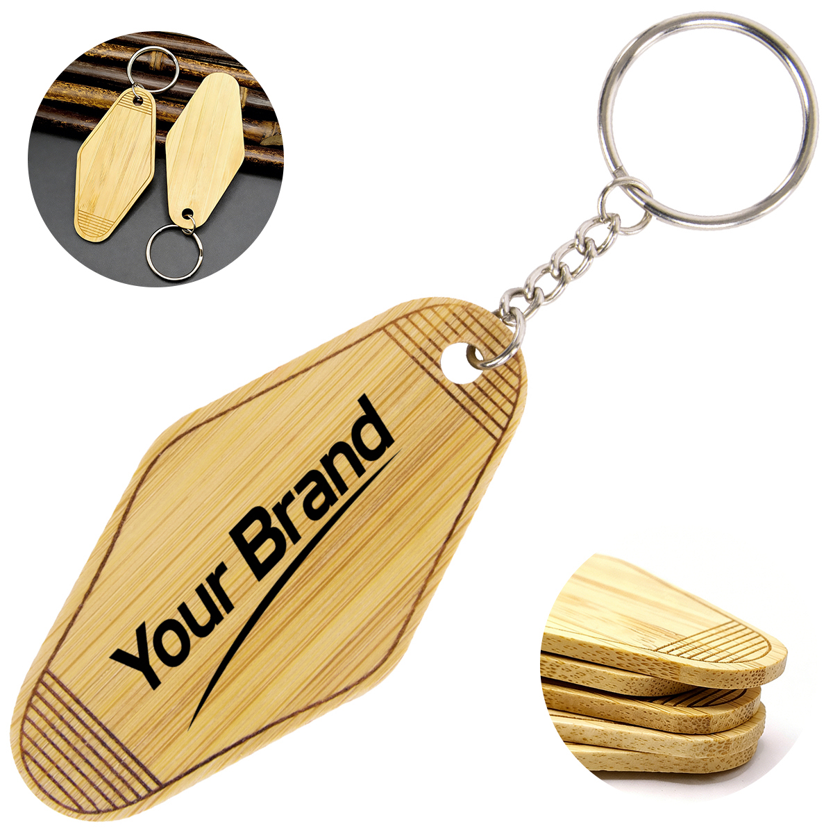 Wood Geometric Keychain