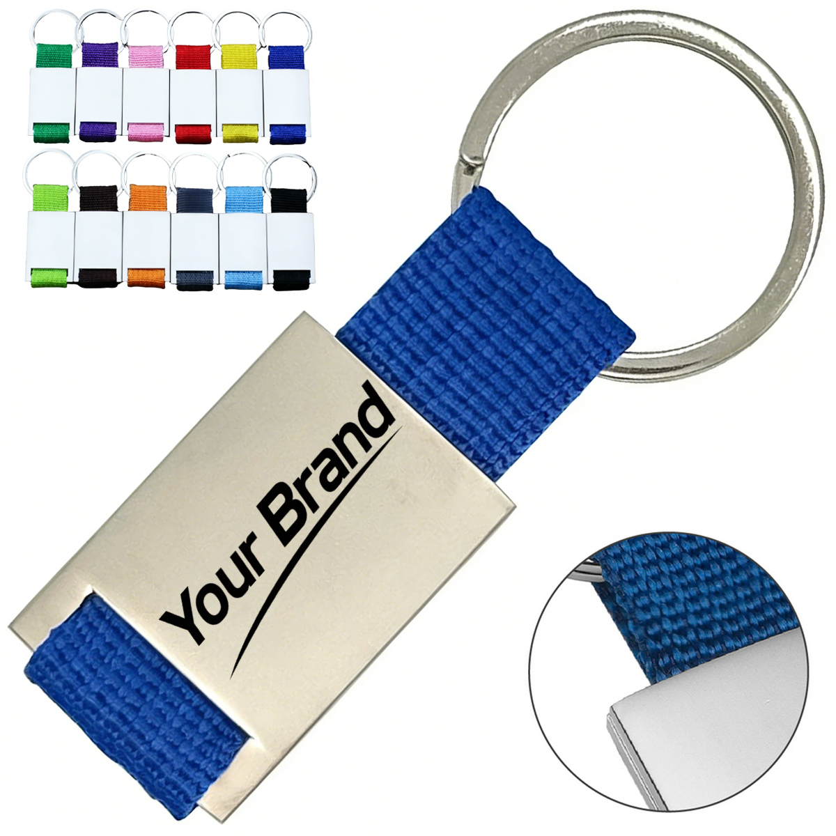 Metal Webbing Leather Keychains