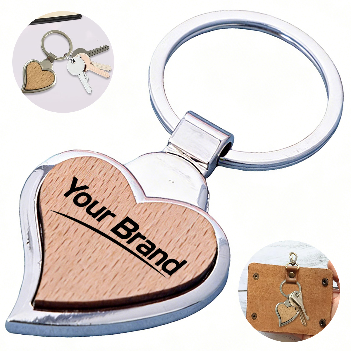 Bamboo Heart Shaped Keychain